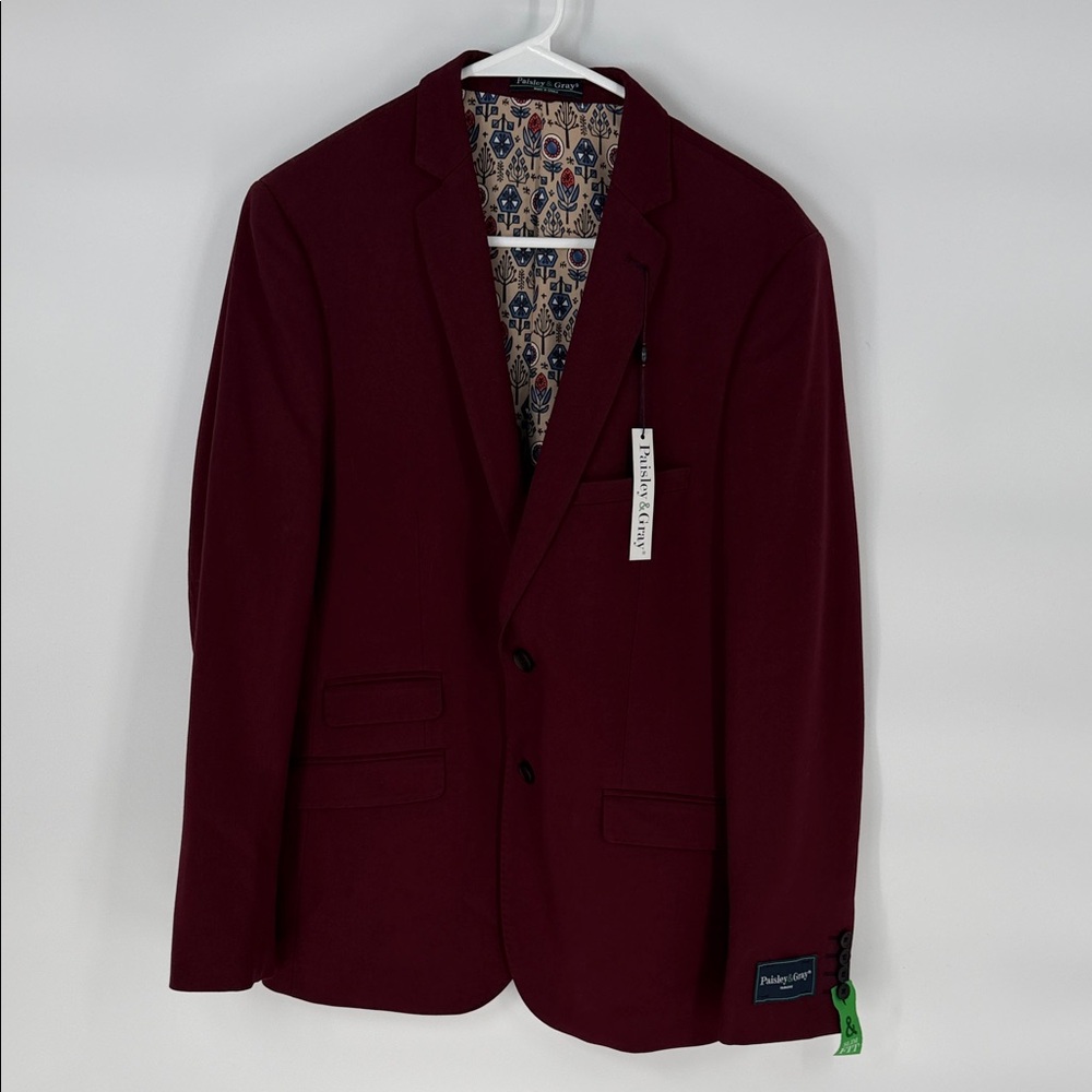Paisley & Gray Dark Red Blazer Size 38 Slim